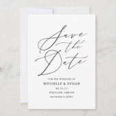 Minimalistisches Black Calligraphy Script-Foto Save The Date (Vorderseite)