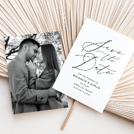 Minimalistisches Black Calligraphy Script-Foto Save The Date
