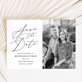 Minimalistisches Black Calligraphy Script-Foto Save The Date