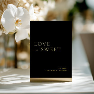 Minimalistisches Black & Gold Dessert Tafelzeichen Folieneinladung