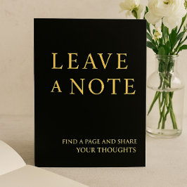 Minimalistisches Black & Gold Gästebuch Folien Feiertagskarte
