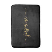 Minimalistisches Black Gold Girl Monogram Name Scr Badematte (Vorderseite Vertikal)