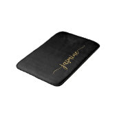 Minimalistisches Black Gold Girl Monogram Name Scr Badematte (Schrägansicht)