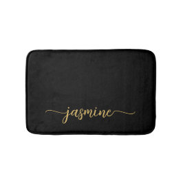 Minimalistisches Black Gold Girl Monogram Name Scr Badematte