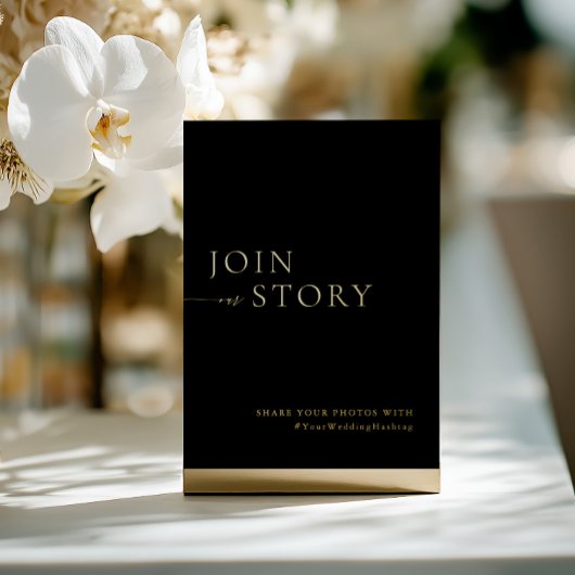 Minimalistisches Black & Gold Hashtag-Zeichen Folieneinladung