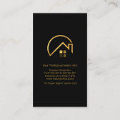 Minimalistisches Black Gold Line Rooftop Gebäude R Visitenkarte (Rückseite)