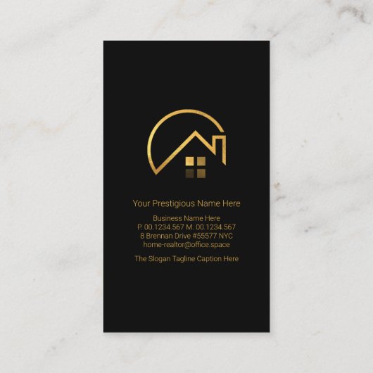 Minimalistisches Black Gold Line Rooftop Gebäude R Visitenkarte (Rückseite)