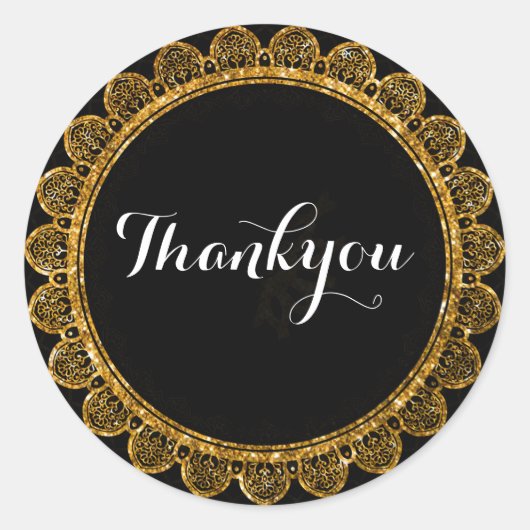 Minimalistisches Black & Gold Mandala Dankbarkeit Runder Aufkleber (Vorderseite)