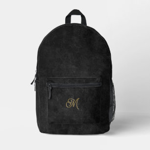 Minimalistisches Black & Gold Vintag Luxus Monogra Bedruckter Rucksack