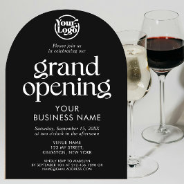 Minimalistisches Black Grand Opening-Business-Logo Acryleinladungen