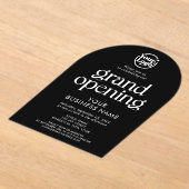 Minimalistisches Black Grand Opening-Business-Logo Acryleinladungen (Ablage )