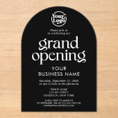 Minimalistisches Black Grand Opening-Business-Logo Acryleinladungen (Vorderseite)