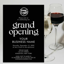 Minimalistisches Black Grand Opening-Business-Logo