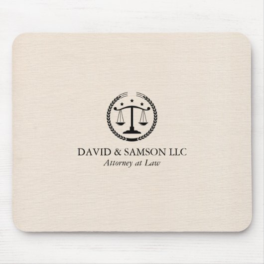 Minimalistisches Black Justice Logo auf Beige Line Mousepad (Vorne)