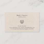 Minimalistisches Black Justice Logo auf Beige Line Visitenkarte (Rückseite)