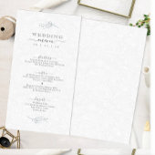 Minimalistisches Black On Plush White Paisley Menü Einladung