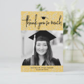 Minimalistisches Black Script Gold Glitzer Foto GR Dankeskarte (Stehend Vorderseite)