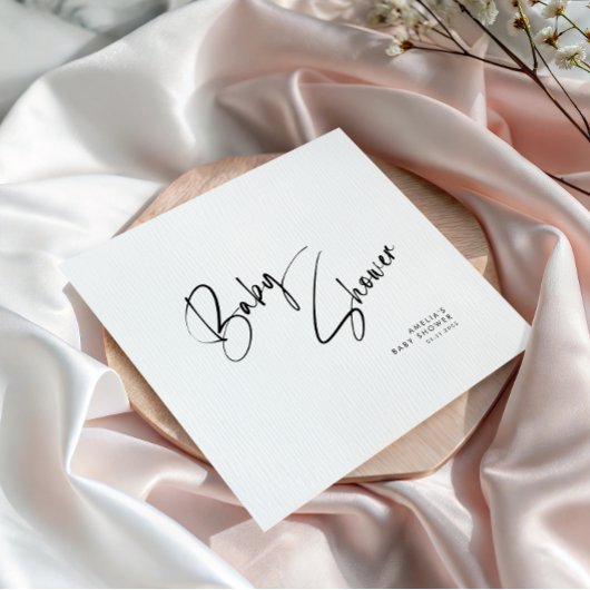 Minimalistisches Black Script Modernes Baby Dusche Serviette