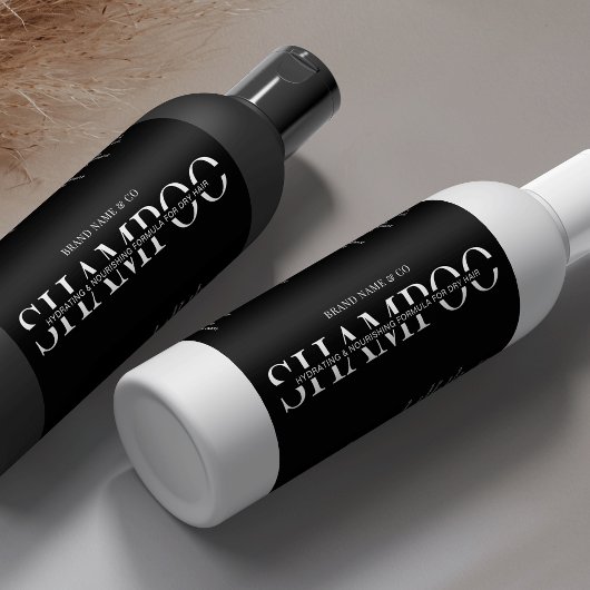 Minimalistisches Black Shampoo Duschgel-Etikett Schaumweinetikett