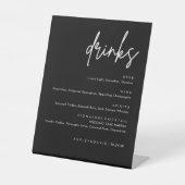 Minimalistisches Black Wedding Drinks Bar Menu Sockelschild (Vorderseite)