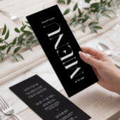 Minimalistisches Black Wedding Menu Menükarte