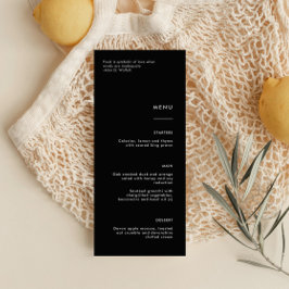 Minimalistisches Black Wedding Menu Menükarte