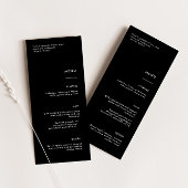Minimalistisches Black Wedding Menu Menükarte