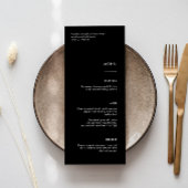 Minimalistisches Black Wedding Menu Menükarte