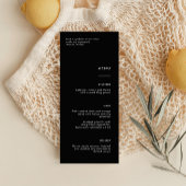 Minimalistisches Black Wedding Menu Menükarte