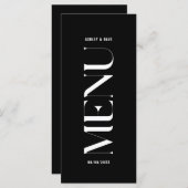 Minimalistisches Black Wedding Menu Menükarte (Vorne/Hinten)