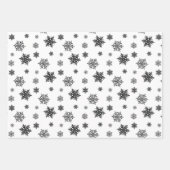 Minimalistisches Black Whimsical Snowflake Muster Geschenkpapier Set (Vorderseite)