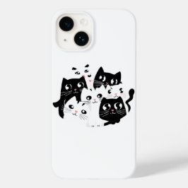 Minimalistisches Black & White Cat Telefon Case-Mate iPhone 14 Hülle
