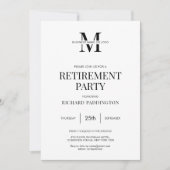 Minimalistisches Black & White Retirement Party Einladung (Vorderseite)