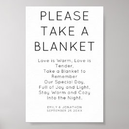 Minimalistisches Blanket-Hochzeitszeichen Poster