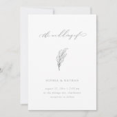Minimalistisches Blatt | Elegante weiße und graue Einladung (Vorderseite)