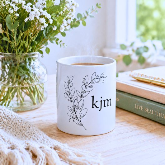 Minimalistisches Blattmonogramm  Kaffeetasse