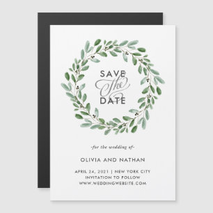 Minimalistisches Blattwerk   Hochzeit Save the Dat Magneteinladung