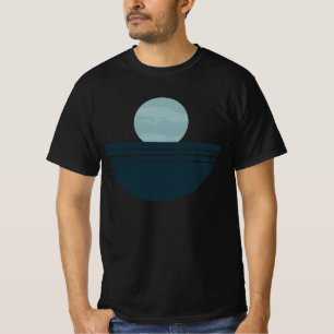 Minimalistisches Blau Boho Geometrisches Mond Abst T-Shirt
