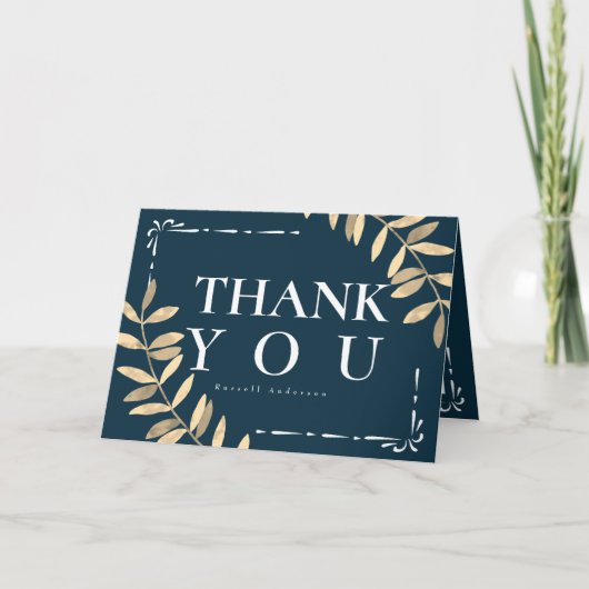 Minimalistisches Blau Dankeskarte (Vorderseite)