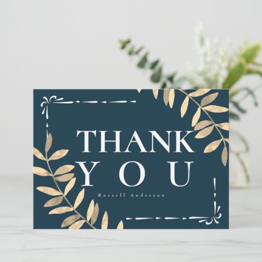 Minimalistisches Blau Dankeskarte (Stehend Vorderseite)