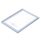 Minimalistisches Blau-Doppelrand-Monogramm Notizblock (Linke Seite)