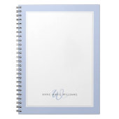 Minimalistisches Blau-Doppelrand-Monogramm Notizblock (Vorderseite)