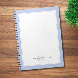Minimalistisches Blau-Doppelrand-Monogramm Notizblock