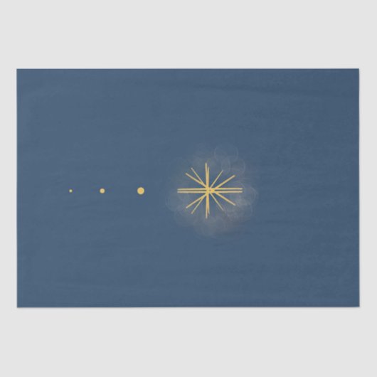 Minimalistisches Blau mit gelbem Star-Gewebe Seidenpapier (Vorderseite)