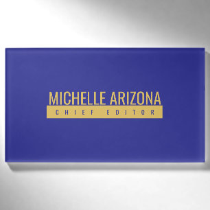 Minimalistisches Blau- und Golddesign, professione Namenschild
