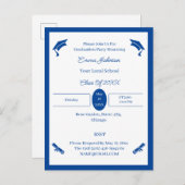 Minimalistisches Blau und Weiß, kundenspezifisch A Ankündigungspostkarte (Vorne/Hinten)