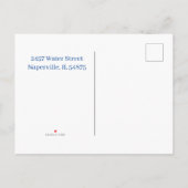 Minimalistisches Blau und Weiß, kundenspezifisch A Ankündigungspostkarte (Rückseite)