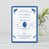 Minimalistisches Blau und Weiß, kundenspezifisch A Einladung (Stehend Vorderseite)