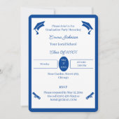 Minimalistisches Blau und Weiß, kundenspezifisch A Einladung (Vorderseite)