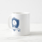 Minimalistisches Blau-Weiß-Modernes Initialen-Mono Kaffeetasse (Vorderseite Links)